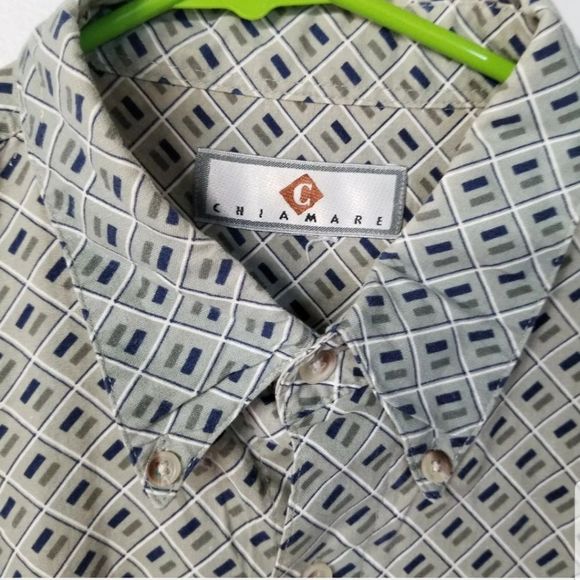 Chiamare Geometeric Mens Button Up Shirt  Short Sleeve Collared L - Picture 4 of 5